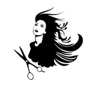 Salon de coiffure Barbershop Sticker mural Styliste Coiffeur Stickers muraux Fenêtre intérieure DIY Salon de beauté de cheveux-XL-75x79cm-Black