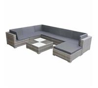 Salon de détente en résine tressée avec coussins - Gris - 278 x 208,5 cm - VIDAXL - Salon bas - Adulte