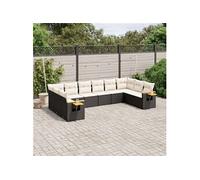 Vidaxl Salon De Jardin 10 Pcs Avec Coussins Noir Résine Tressée