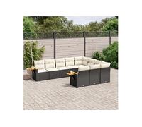 vidaXL Salon de jardin 10 pièces – Résine tressée, housse amovible, conception modulaire