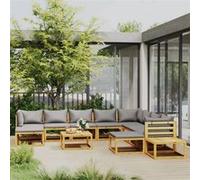 vidaXL Salon de jardin 12 pcs avec coussin Bois d'acacia solide