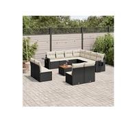 Salon de Jardin avec Coussins 12 pcs, Canapés de Terrasse, Ensemble de Meubles de Patio, Mobilier d'Extérieur, Noir 3224621
