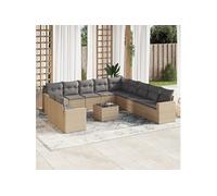 Vidaxl Salon De Jardin Avec Coussins 12 Pcs Beige Résine Tressée