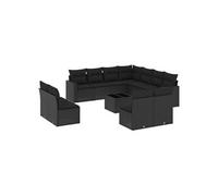 vidaXL Ensemble de 12 canapés de jardin avec coussins noir poly rotin