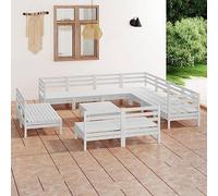 Salon de jardin 12 pièces en pin massif blanc, ensemble de meubles d'extérieur, canapé de terrasse avec table, groupe de sièges de balcon, résistant aux intempéries