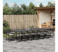 Salon de jardin 17 pièces en rotin synthétique noir, 330 x 107 x 72 cm, avec 16 chaises et coussins, ensemble de meubles de patio d'extérieur pour jardin, terrasse, balcon