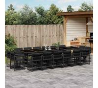 Salon de jardin 17 pièces en rotin synthétique résistant aux intempéries, avec coussins, meubles d'extérieur pour jardin et terrasse, 330 x 106 x 73 cm, table à manger, ensemble de salle à manger