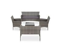 Vidaxl Salon De Jardin 5 Pcs Avec Coussins Résine Tressée Gris Multicolore