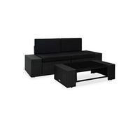 vidaXL Salon de jardin 3 pièces Résine tressée Noir multicolore