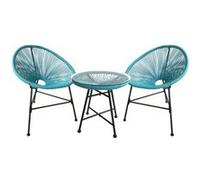 Salon de jardin 2 fauteuils ronds et table basse bleu ACAPULCO CONCEPT USINE Bleu G