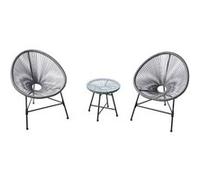 Salon de jardin 2 fauteuils ronds et table basse gris ACAPULCO CONCEPT USINE Gris G