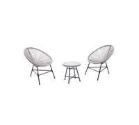 Concept Usine Salon de jardin Acapulco - 2 fauteuils ronds et table basse - Gris clair