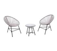 Concept Usine Salon de jardin Acapulco - 2 fauteuils ronds et table basse - Gris clair