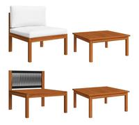 Vidaxl Salon De Jardin 2 Pcs Avec Coussins Bois D'acacia Solide Blanc