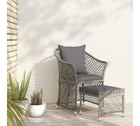 Salon De Jardin 2 Pcs Avec Coussins Gris Résine Tressée
