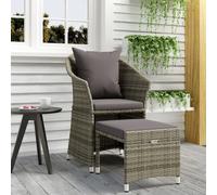vidaXL Salon de jardin 2 pièces avec coussins Gris Résine tressée
