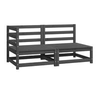 Salon de Jardin 2 Pcs Grey Solid Pine Wood Outdoor Garden Furniture Set, Modular Corner Sofa with Central Seat for Relaxing, Lounging, and Family Gatherings, Max Load 110kg Seat, Assembly Required