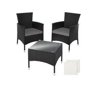 Salon de jardin 2 pers. résine tressée acier anti-UV sets housses noir