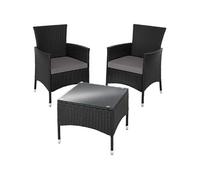 Salon de jardin - TECTAKE - Ensemble détente d'extérieur LUCERNE pour 2 personnes avec table et 2 sets de housses - Noir