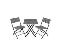 Salon de jardin - TECTAKE - Ensemble d'extérieur balcon TREVI 2 personnes pliable et résistant aux UVs en résine tressée - Gris