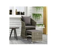 Vidaxl Salon De Jardin 2 Pcs Avec Coussins Gris Résine Tressée