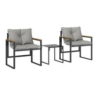 Salon De Jardin 2 Places 2 Fauteuils 1 Table Basse Métal Gris Gris