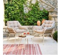 Hespéride Salon de jardin 2 places PAOPAO acier traité époxy beige et argile