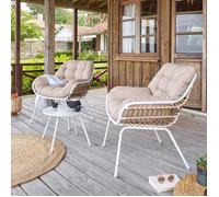 Salon de jardin 2 places acier traité époxy PAOPAO beige et blanc - Hespéride