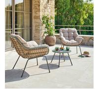 Salon de jardin 2 places acier traité époxy PAOPAO beige et vert laurier - Hespéride