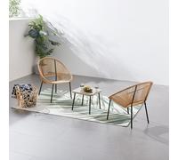 Salon De Jardin 2 Places Avec Table Naturel Marron