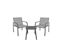 Home Deco Factory – Salon de jardin HDO0382 Compact motif géométrique 58 x 83 x 69 cm Gris