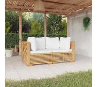Salon de Jardin 3 pcs avec Coussins Bois de Teck Solide Mobilier Patio vidaXL