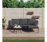 Salon de jardin 3 pcs avec coussins gris foncé résine tressée vidaXL