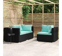 Salon de Jardin 3 pcs avec Coussins Marron Résine Tressée Mobilier vidaXL