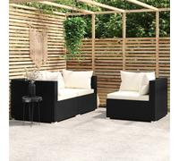 Salon de Jardin 3 pcs avec Coussins Marron Résine Tressée Mobilier vidaXL