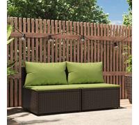 Vidaxl Canapés Centraux De Jardin Coussins 2pcs Marron Résine Tressée