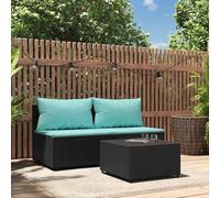 vidaXL Canapés centraux de jardin 2 pcs avec coussins Noir en résine tressée