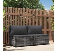 vidaXL Canapés centraux de jardin 2 pièces Résine tressée Gris avec coussins – 319770