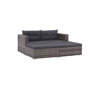 Vidaxl Salon De Jardin 3 Pcs Avec Coussins Résine Tressée Gris Gris