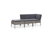 Salon de jardin 3 pcs avec coussins Résine tressée Gris