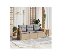 vidaXL Salon de jardin 3 pcs en résine tressée avec coussins Noir