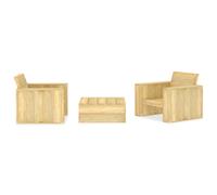 Salon de Jardin 3 pcs Bois de Pin Imprégné Patio Mobilier Terrasse vidaXL