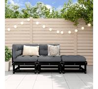 Salon de Jardin 3 pcs Canapés Sièges Terrasse Noir Bois Massif de Pin vidaXL