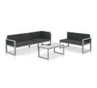 vidaXL Salon de jardin 3 pcs et coussins Aluminium Noir