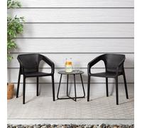 Salon de jardin 3 pcs noir balcon bistrot terrasse 2 chaises table Homestyle4u