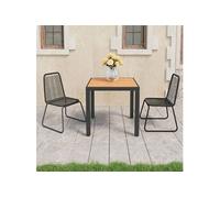 Salon de Jardin 3 pcs Table et Chaises à Dîner Ensemble de Salle à Manger Meubles de Patio Mobilier de Repas 3060124