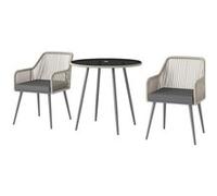 Outsunny Salon de Jardin extérieur en résine tressée 4 Places, Table et chaises de Jardin extérieur avec Coussins et Table Ronde en Verre, pour terrasse, Patio, Balcon, Marron