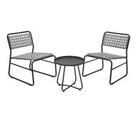 Salon de Jardin 3 Pièces en Résine Tressée PE - Gris