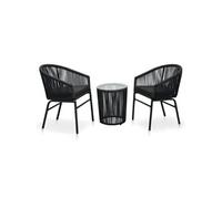 Salon de jardin VIDAXL 3 pieces noir 2 personnes 35.0 x 48 cm Rotin Noir G