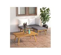 vidaXL Ensemble de salon de jardin 4 pièces avec coussins en bois massif d'acacia